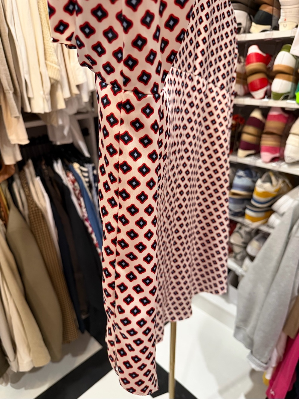 Zara Pink and Black Geometric Print Button-Down Blouse - Picture 5 of 5